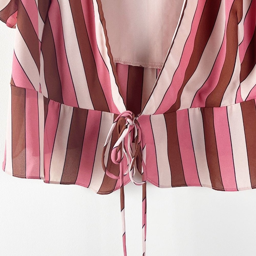 2/$30 NWT June & Hudson Striped Wrap Top Medium - Picture 5 of 6